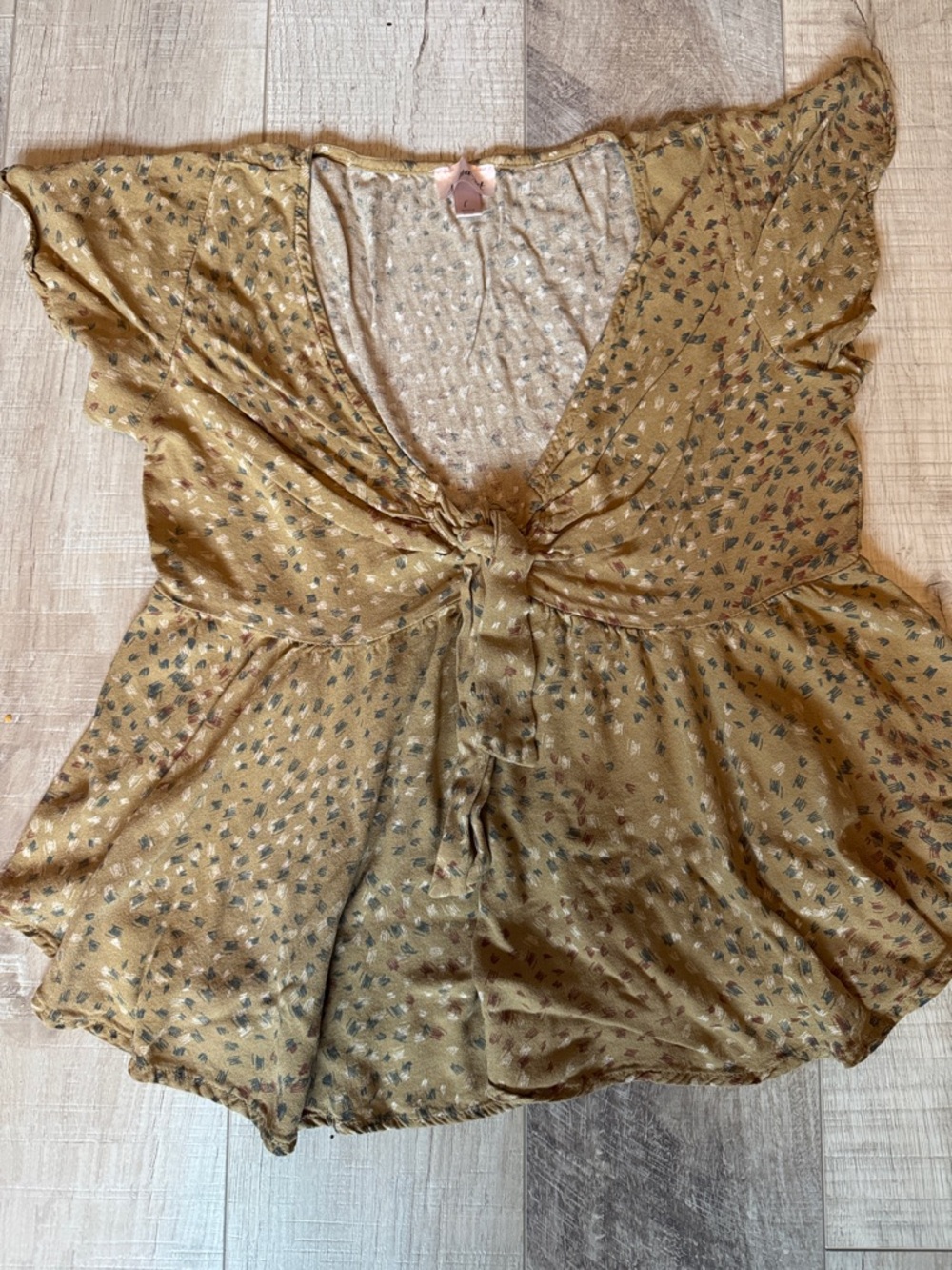 Women's Tie-Front Tunic Top in Mustard